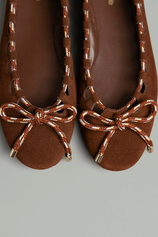 Gallina Ballet Flat In Burnt Umber Suede