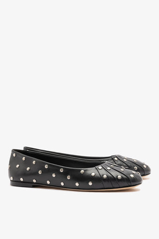 Jonathan Cohen by L.: Ballet Flat Studs Black Leather Ballet Larroudé x Jonathan Cohen