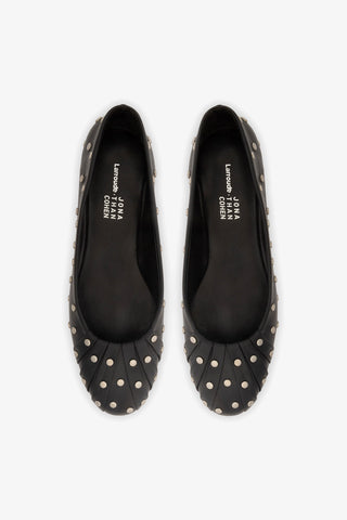 Jonathan Cohen by L.: Ballet Flat Studs Black Leather Ballet Larroudé x Jonathan Cohen