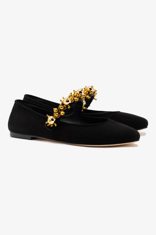 Larroudé x Libertine Verona In Black Suede and Golden Balls