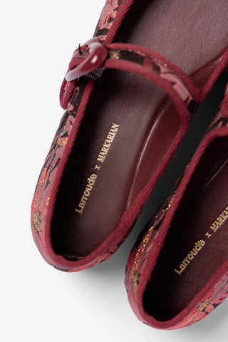 Larroudé by Markarian: Verona Ballet Flat Burgundy Floral Brocade Ballet Larroudé