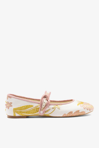 Larroudé by Markarian: Verona Ballet Flat Mist Floral Brocade Ballet Larroudé