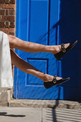 Milan Ballet Flat In Black Leather Ballet Larroudé