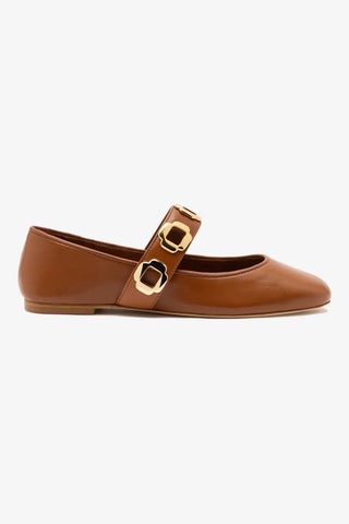 Milan Ballet Flat In Caramel Leather