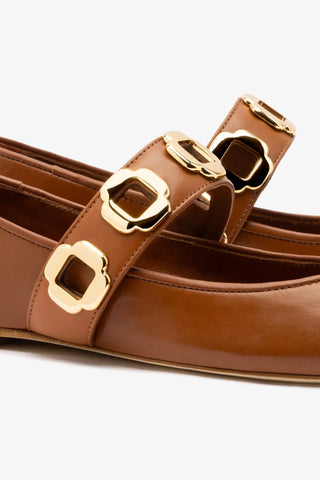 Milan Ballet Flat In Caramel Leather