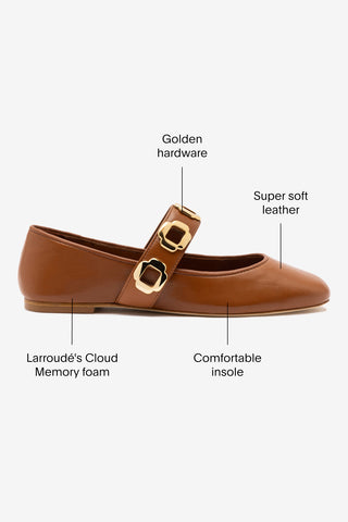 Milan Ballet Flat In Caramel Leather Ballet Larroudé