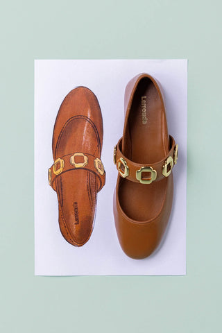 Milan Ballet Flat In Caramel Leather