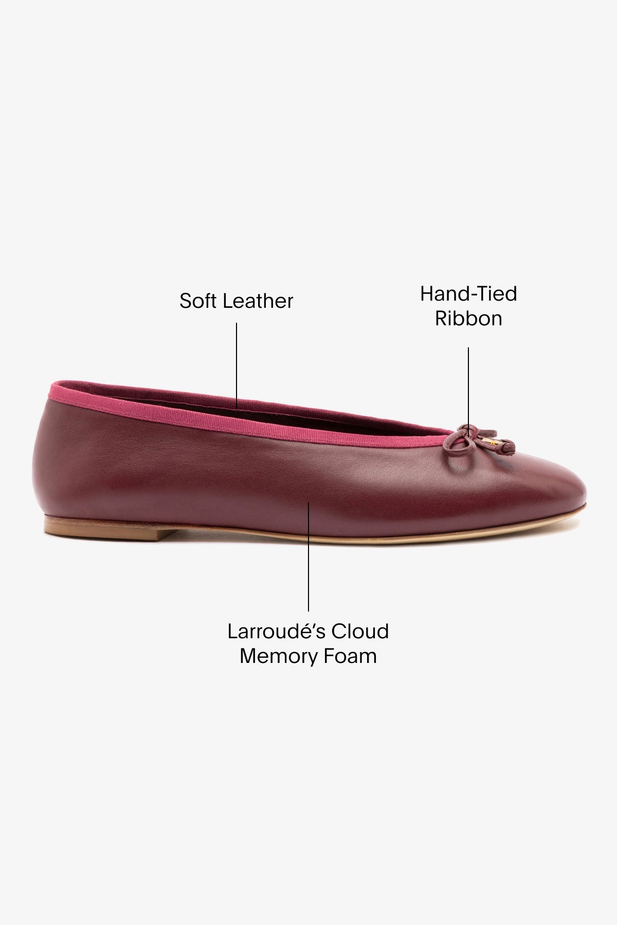 Pavlova Ballet Flat In Burgundy Leather - Flats - Larroud Larroude Pavlova Ballet Flat In Burgundy Leather - Flats - Larroud Larroude