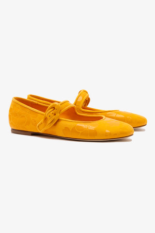 Verona Ballet Flat In Amber Sakura Printed Suede