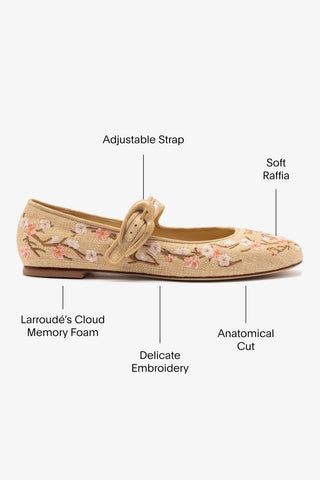 Verona Ballet Flat In Beige Sakura Printed Raffia