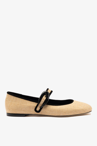 Verona Ballet Flat Beige Raffia Ballet Larroudé