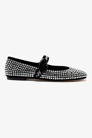 Verona Ballet Flat Crystal In Black Suede