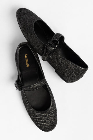 Verona Ballet Flat Black Raffia Ballet Flat Larroude