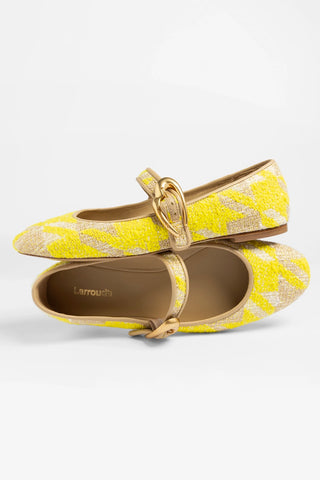 Verona Ballet Flat Yellow Printed Fabric Ballet Flat Larroude