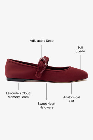 Verona Ballet Flat In Burgundy Suede