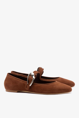 Verona Ballet Flat In Burnt Umber Suede