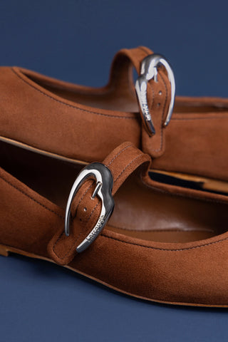 Verona Ballet Flat In Burnt Umber Suede