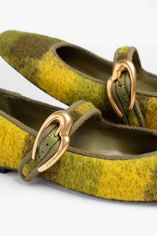 Verona Ballet Flat Cactus Printed Felt Ballet Larroudé