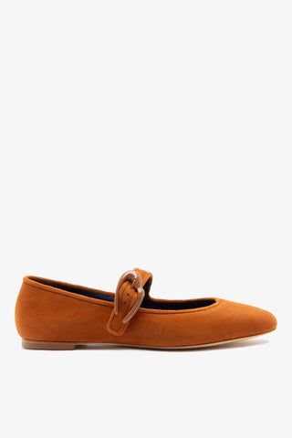 Verona Ballet Flat Chestnut Suede Ballet Larroudé