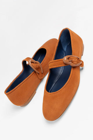 Verona Ballet Flat Chestnut Suede Ballet Larroudé