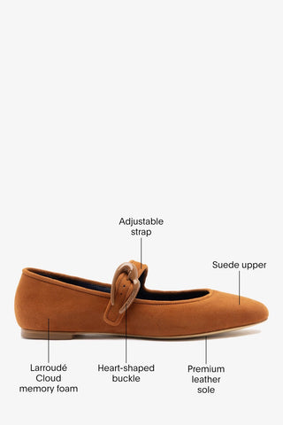 Verona Ballet Flat Chestnut Suede Ballet Larroudé