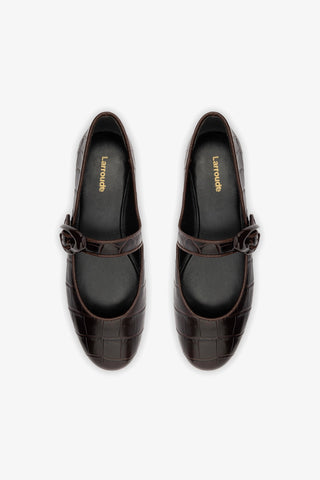 Verona Ballet Flat In Croco Brown Leather