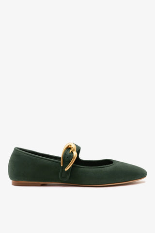 Verona Ballet Flat Deep Olivine Suede Ballet Larroudé