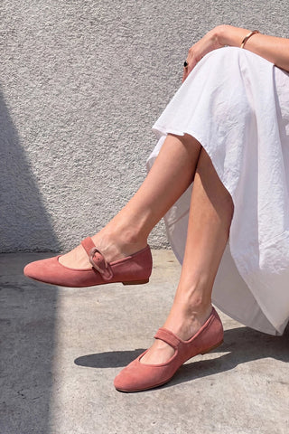 Verona Ballet Flat Dusty Rose Suede Ballet Larroudé