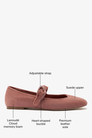 Verona Ballet Flat Dusty Rose Suede Ballet Larroudé