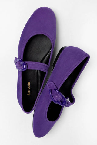 Verona Ballet Flat Eggplant Suede Ballet Larroudé