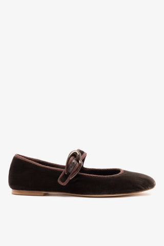 Verona Ballet Flat Espresso Velvet Ballet Larroudé