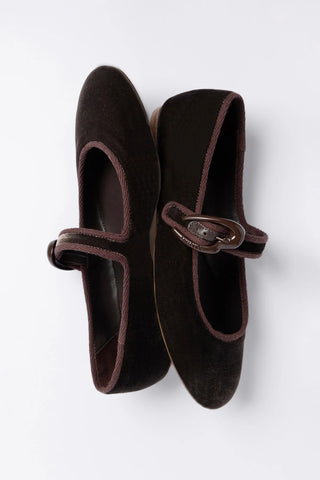 Verona Ballet Flat Espresso Velvet Ballet Larroudé