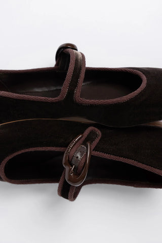Verona Ballet Flat Espresso Velvet Ballet Larroudé