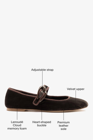 Verona Ballet Flat Espresso Velvet Ballet Larroudé