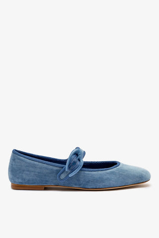 Verona Ballet Flat In French Blue Velvet Ballet Larroudé
