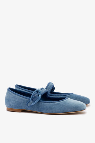 Verona Ballet Flat In French Blue Velvet Ballet Larroudé