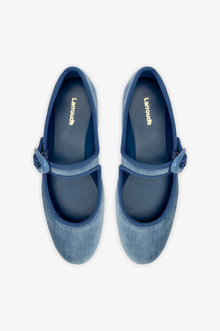 Verona Ballet Flat In French Blue Velvet Ballet Larroudé