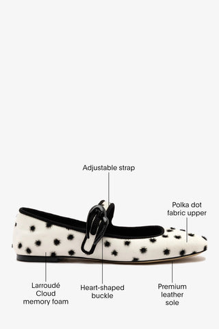 Verona Ballet Flat Ivory Polka Dots Fabric Ballet Larroudé