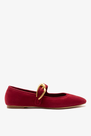 Verona Ballet Flat Lipstick Red Suede Ballet Larroudé