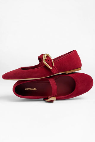 Verona Ballet Flat Lipstick Red Suede Ballet Larroudé