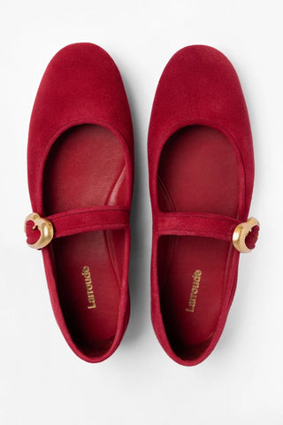 Verona Ballet Flat Lipstick Red Suede Ballet Larroudé