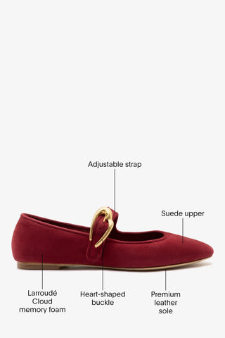 Verona Ballet Flat Lipstick Red Suede Ballet Larroudé
