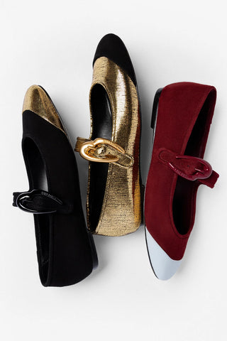Verona Cap Ballet Flat Burgundy Suede and Maya Leather