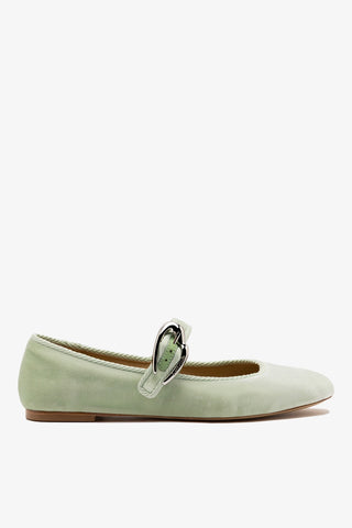 Verona Ballet Flat Mint Green Velvet Ballet Flat Larroude