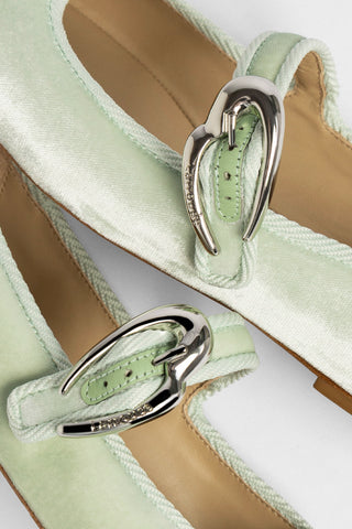 Verona Ballet Flat Mint Green Velvet Ballet Flat Larroude
