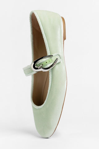 Verona Ballet Flat Mint Green Velvet Ballet Flat Larroude