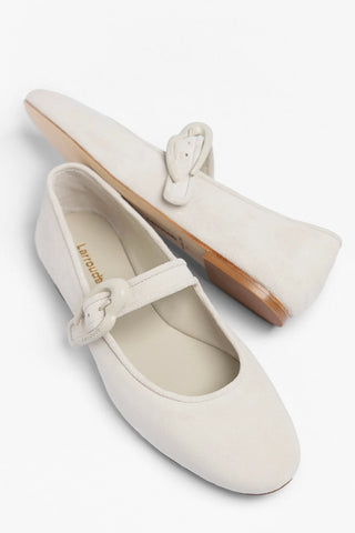 Verona Ballet Flat Mushroom Gray Suede Ballet Larroudé