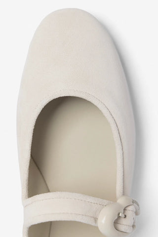 Verona Ballet Flat Mushroom Gray Suede Ballet Larroudé