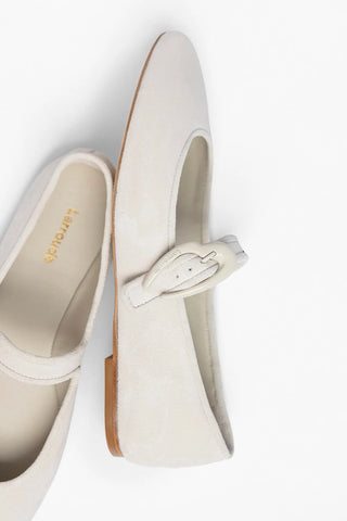 Verona Ballet Flat Mushroom Gray Suede Ballet Larroudé
