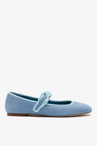 Verona Ballet Flat Niagara Blue Suede Ballet Larroudé